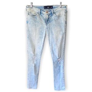 Hollister Jeans Skinny Denim Cropped Distressed Light Wash Size 5